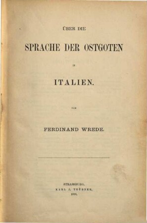 Über die Sprache der Ostgoten in Italien