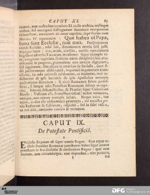 Caput IX. De Potestate Pontificiâ.
