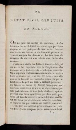 3-31, De L'État Civil Des Juifs En Alsace.