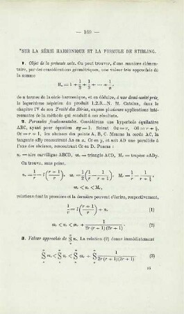 SUR LA SÉRIE HARMONIQUE ET LA FORMULE DE STIRLING.