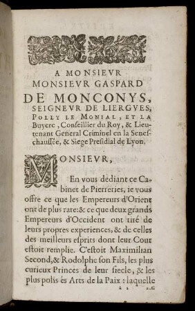 A Monsieur Monsieur Gaspard De Monconys
