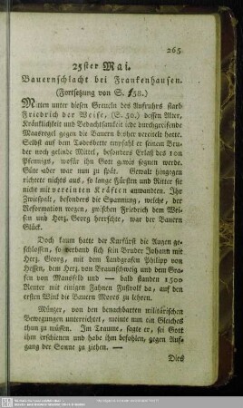 25ster Mai. Bauernschlacht bei Frankenhausen