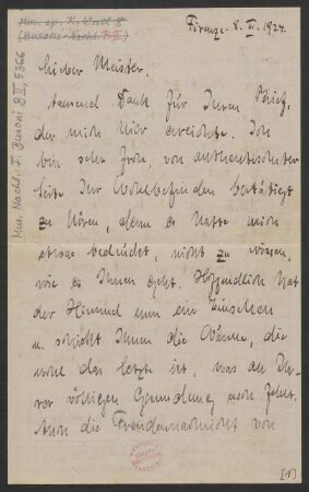 Brief an Ferruccio Busoni : 08.03.1924