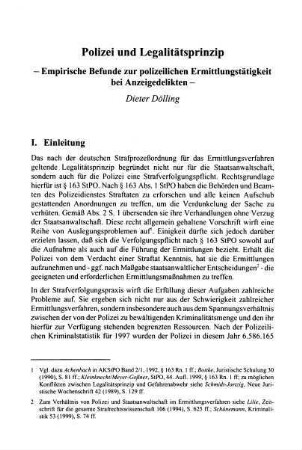 39-60, Polizei und Legalitätsprinzip - Empirische Befunde zur polizeilichen Ermittlungstätigkeit bei Anzeigedelikten
