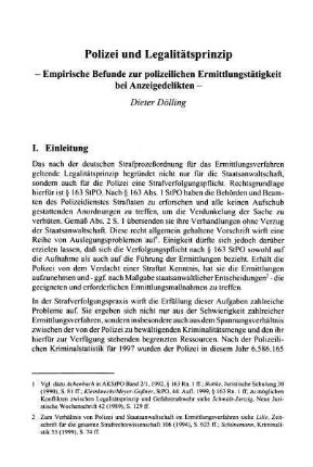 39-60, Polizei und Legalitätsprinzip - Empirische Befunde zur polizeilichen Ermittlungstätigkeit bei Anzeigedelikten
