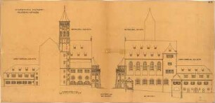 Fischer, Theodor; Stuttgart; Waisenhaus - Betsaal - Bau Ost - u. Westseite (Ansichten)