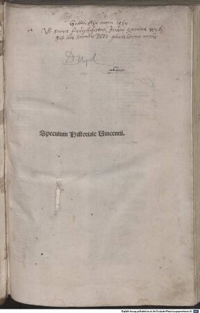 Speculum historiale : [mit Privileg]