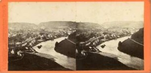 Waldheim. Blick von der Alberthöhe nach Süd-Südwesten, die Zschopau flußauf. Stereofoto (Albuminpapier auf Karton mit Prägestempel)