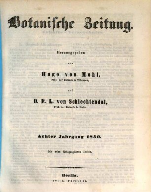 Botanische Zeitung. 8. 1850