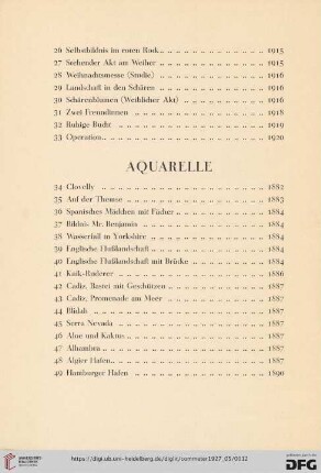 Aquarelle (Nr. 34-52)