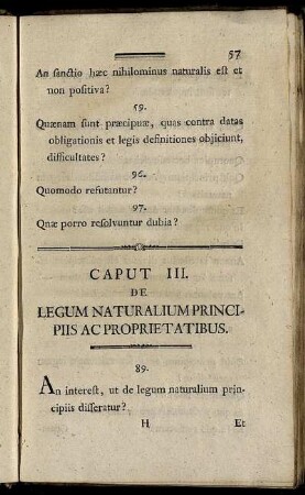 Caput III. De Legum Naturalium Principiis Ac Proprietatibus.
