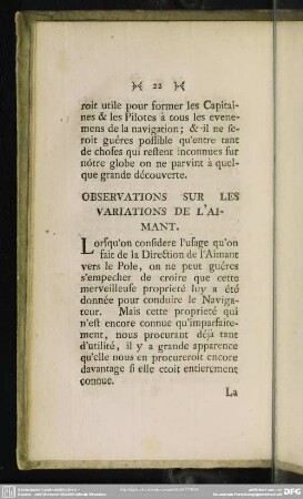 Observations Sur Les Variations De L´Aimant
