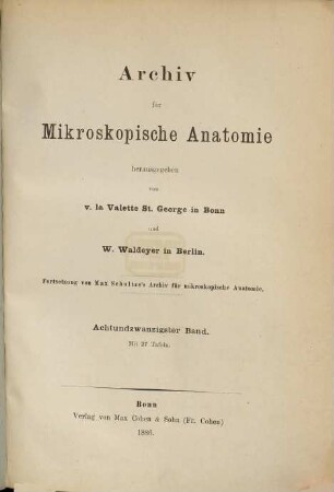 Archiv für mikroskopische Anatomie. 28, 28. 1886