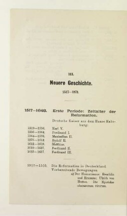 1517 - 1648. Erste Periode: Zeitalter der Reformation
