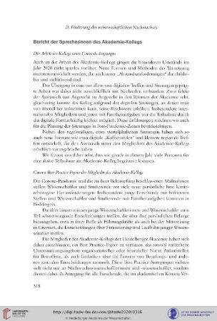 Bericht der Sprecherinnen des Akademie-Kollegs