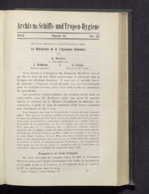 La Salvarsan et la Trypanose humaine.