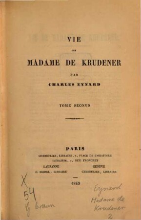 Vie de Madame de Krüdener, 2