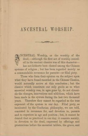 Ancestral worship.