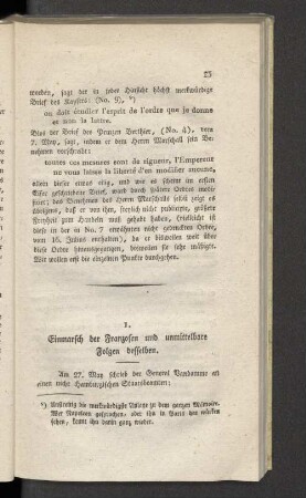 1. Einmarsch der Franzosen und unmittelbare Folgen desselben.