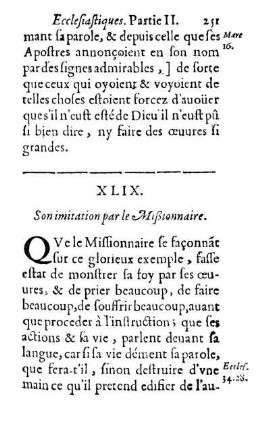 XLIX. Son imitation par le Mißionnaire