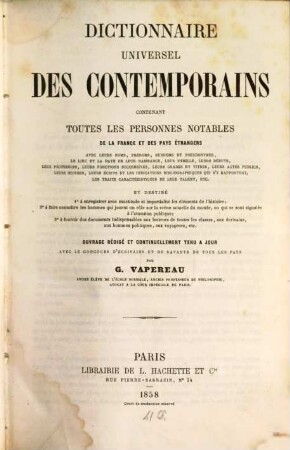 Dictionnaire universel des contemporains : contenant toutes les personnes notables de la France et des pays étrangers, 1. [A - H]