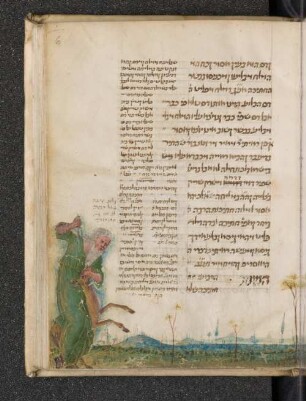 Illustration (Mann schächtet ein Tier)