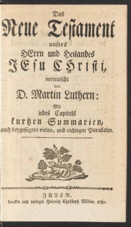 Das Neue Testament unsers Herrn und Heilandes Jesu Christi