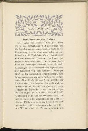 V. Betrachtung - Der Leuchter des Lebens