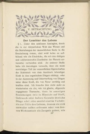 V. Betrachtung - Der Leuchter des Lebens