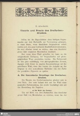 A. Die theoretische Grundlage des Dreifarbendruckes