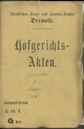 Giesenbier, Georgs Witwe gegen Johann Loeffher (Loofher) [Lofferus, Loofer, Laufher, Laufheger], Pastor zu Salzuflen - Entschädigung für Quartierleistung