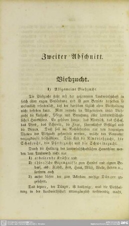 Zweiter Abschnitt. Viehzucht