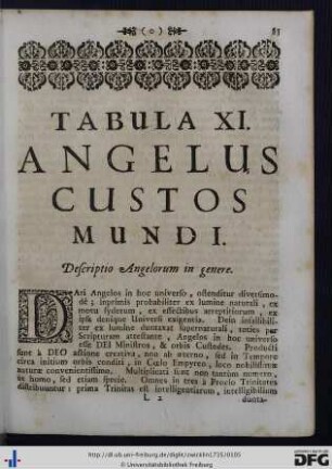 Tabula XI. Angelus Custos Mundi.