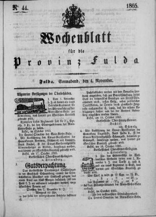 Nr. 44, Ausgabe vom 4. November 1865