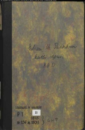 Kirchenbuchduplikat der katholischen Gemeinde Elsen, Kreis Paderborn (GHT 1815-1831) (Gemeinde: Katholische Gemeinde Elsen)