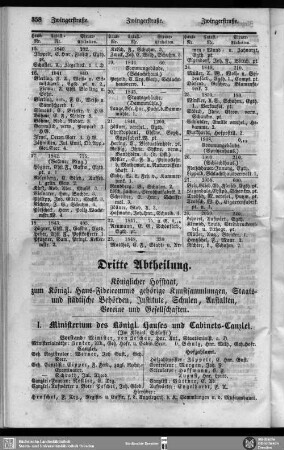 I. Ministerium des königl. Hauses und Cabinets-Canzlei.