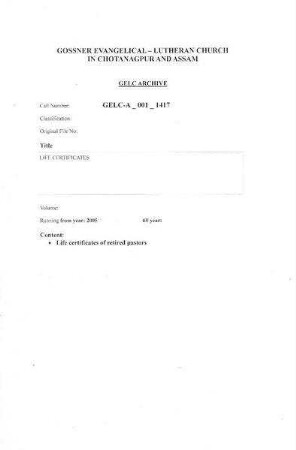 LIFE CERTIFICATES