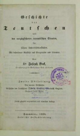 Cursus 3, Abth. 2: Die Neuere Geschichte : Geschichte von Teutschland (Ostreich, Preußen), Frankreich, England, Rußland nebst Polen