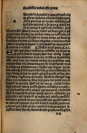 Confessionale seu libellus peroptimus beati Thome de aquino de modo confitendi et de puritate conscientie cuilibet confessori et confiteri volenti perutilis et necessarius