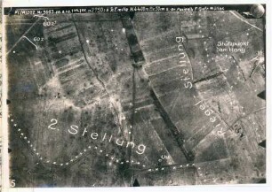 Foto der zweiten Stellung mit einer Riegel-Stellung und MG-Stützpunkt südöstlich von St. Emilie (Luftbild)