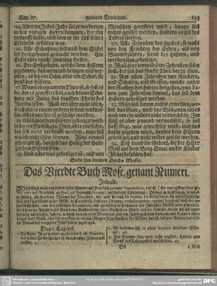 Das Vierdte Buch Mose, genant Numeri