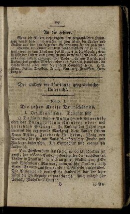 Der andere weitläuftigere geographische Unterricht.