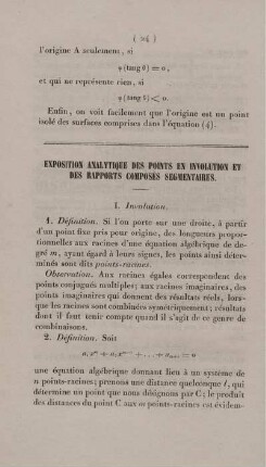 Exposition analytique des points en involution et des rapports composés segmentaires.