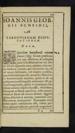 Ioannis Georgii Scheidii Ad Tarnovianam Disputationem Notae.