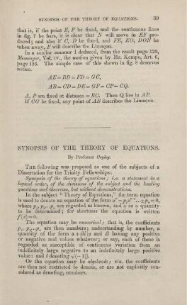 Synopsis of the theory of equations.