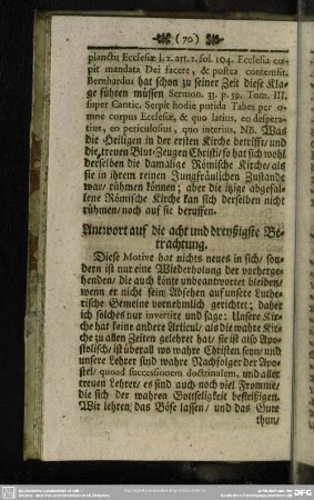 Antwort auf die acht und dreyßigste Betrachtung
