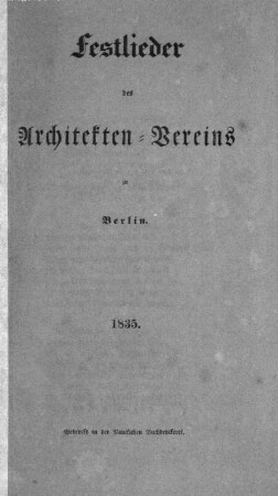 Festlieder des Architekten-Vereins zu Berlin
