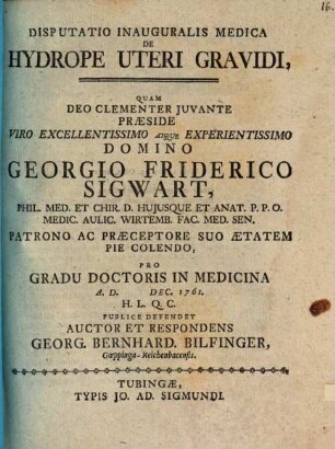 Disp. inaug. med. de hydrope uteri gravidi