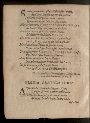 Elegia Gratulatoria.