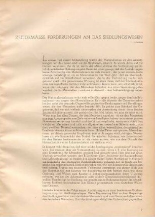 Zeitgemässe Förderungen an das Siedlungswesen [1. Fortsetzung]